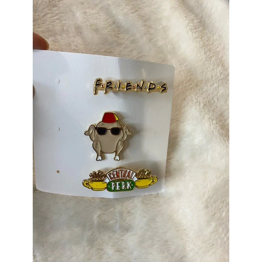 New Friends TV Series Enamel Lapel Pin Set of 3 Central Perk Turkey Logo Novelty